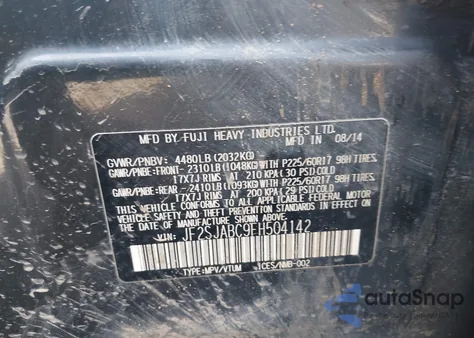 2015 Subaru Forester 2.5I z USA, uszkodzony, nr VIN JF2SJABC9FH504142